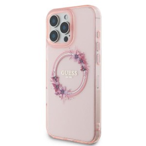 Guess GUHMP16LHFWFCP iPhone 16 Pro6.3" różowy/pink hardcase IML Flowers Wreath MagSafe