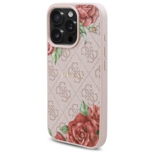 Guess GUHMP16LP4ROPEMCP iPhone 16 Pro    6.3" różowy/pink hardcase 4G Flowers Print MagSafe