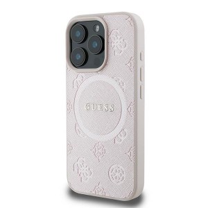 Guess GUHMP16LPSAPSMEP iPhone 16 Pro 6.3" różowy/pink hardcase Saffiano Peony Classic Logo MagSafe