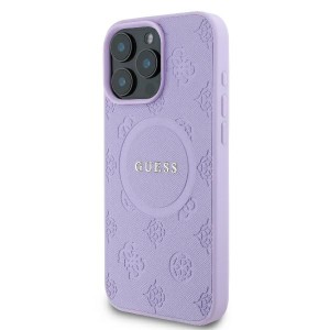 Guess GUHMP16LPSAPSMEU iPhone 16 Pro 6.3" fioletowy/purple hardcase Saffiano Peony Classic Logo MagSafe