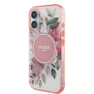Guess GUHMP16MHFWBDCEP iPhone 16 Plus 6.7" różowy/pink hardcase IML Flower & Tonal Circle MagSafe