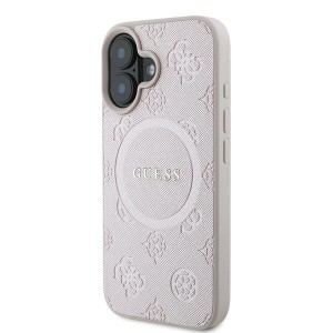 Guess GUHMP16MPSAPSMEP iPhone 16 Plus 6.7" różowy/pink hardcase Saffiano Peony Classic Logo MagSafe