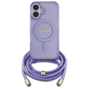 Guess GUHMP16SHCTSGNSU iPhone 16 6.1"    fioletowy/purple hardcase Crossbody Cord Script MagSafe