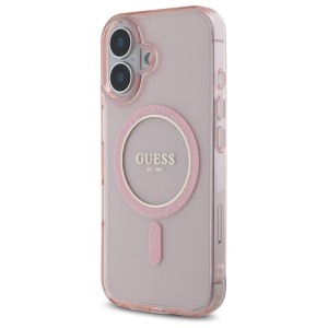 Guess GUHMP16SHFGEREP iPhone 16 6.1"     różowy/pink hardcase IML Glitter Circle MagSafe