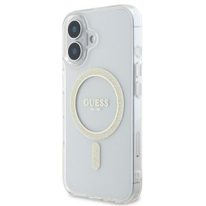 Guess GUHMP16SHFGERET iPhone 16 przeźroczysty/transparent hardcase IML Glitter Circle MagSafe