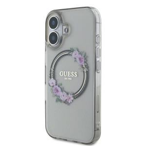 Guess GUHMP16SHFWFCK iPhone 16 6.1" czarny/black hardcase IML Flowers Wreath MagSafe