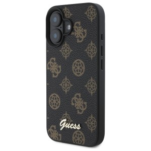 Guess GUHMP16SPGPYSK iPhone 16 6.1" czarny/black hardcase Peony Script MagSafe