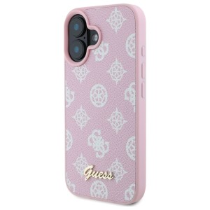Guess GUHMP16SPGPYSP iPhone 16 6.1" różowy/pink hardcase Peony Script MagSafe