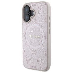 Guess GUHMP16SPSAPSMEP iPhone 16 6.1" różowy/pink hardcase Saffiano Peony Classic Logo MagSafe