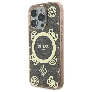 Guess GUHMP16XH4PYEEW iPhone 16 Pro Max  6.9" brązowy/brown hardcase IML Peony On 4G Background MagSafe