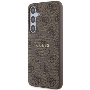 Guess GUHMS24MG4GFRW S24+ S926 brązowy/brown hardcase 4G Collection Leather Metal Logo MagSafe