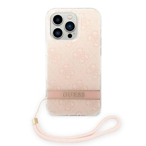 Guess GUOHCP14XH4STP iPhone 14 Pro Max6,7" różowy/pink hardcase 4G Print Strap