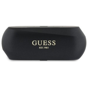 Guess słuchawki Bluetooth GUTWSC2MCDSK   TWS + stacja dokująca czarny/black Elongated Metalic Printed Logo
