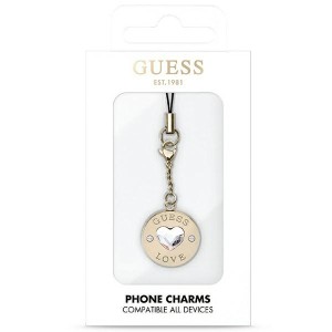 Guess zawieszka GUCPMHGLD Phone StrapHeart Diamond Charm with Rhinestones