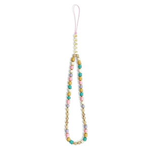 Guess zawieszka GUSTFLWP Phone Strapróżowy/pink Heishi Beads