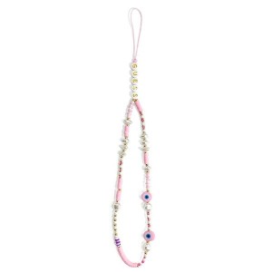 Guess zawieszka GUSTSHPP Phone Strapróżowy/pink Beads Shell