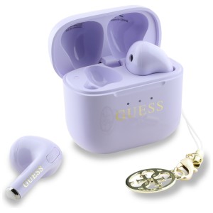 Słuchawki TWS Guess Glossy Effect        Printed Classic Logo & Charm lawendowy