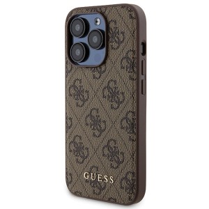 Zestaw Guess GUBPM5P15X4GEMGW iPhone15 Pro Max 6.7" hardcase + Powerbank 5000mAh MagSafe brązowy/brown 4G Metal Logo