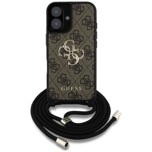 Etui Guess 4G Big Logo Cord StapCrossbody do iPhone 16 brązowy