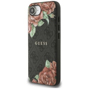 Etui Guess 4G Flowers Print MagSafe do   iPhone 16e / 17e czarny