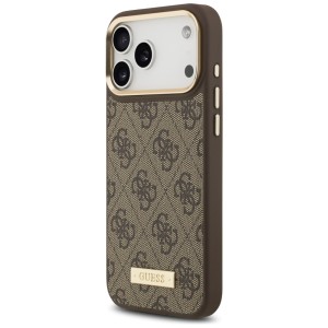 Etui Guess 4G Logo Plate MagSafe doiPhone 17 Pro Max brązowy