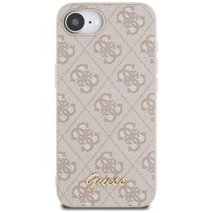 Etui Guess 4G Script Logo MagSafe do     iPhone 16e / 17e różowy