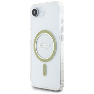 Etui Guess IML Glitter Circle MagSafe do iPhone 16e / 17e przezroczysty