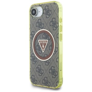 Etui Guess IML Metal Glitter 4G Circle   Triangle MagSafe do iPhone 16e / 17e brązowy