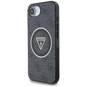 Etui Guess IML Metal Glitter 4G Circle   Triangle MagSafe do iPhone 16e / 17e czarny