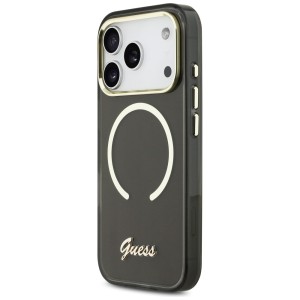 Etui Guess IML Script Metal MagSafe do   iPhone 17 Pro czarny
