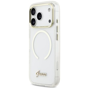 Etui Guess IML Script Metal MagSafe do   iPhone 17 Pro przezroczysty