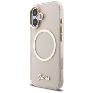 Etui Guess IML Script Metal MagSafe do   iPhone 17 różowy