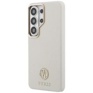 Etui Guess Rhinestone Round Logo MagSafe do Samsung Galaxy S26 Ultra beżowy