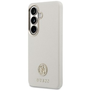 Etui Guess Rhinestone Round Logo MagSafe do Samsung Galaxy S26+ beżowy