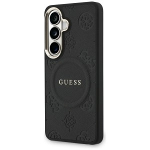 Etui Guess Saffiano Peony Embossed Ring  MagSafe do Samsung Galaxy S26 czarny