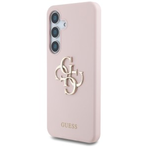 Etui Guess Silicone Big 4G Logo Bottom Script Samsung Galaxy S25 różowy