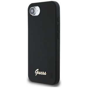 Etui Guess Silicone Script Metal Logo    MagSafe do iPhone 16e / 17e czarny