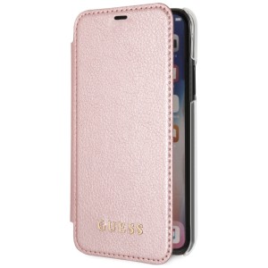 Guess GUFLBKPXIGLTRG iPhone X/Xsrose gold/różowo-złoty book Iridescent