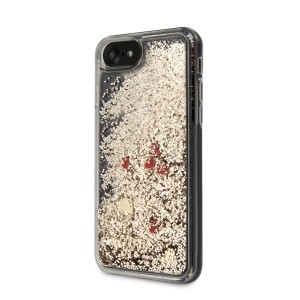 Guess GUHCI8GLHREGO iPhone 7/8/SE 2020/ SE 2022 gold/złoty hard case Liquid Glitter Hearts