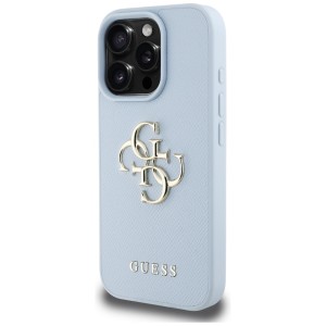 Etui Guess Grained Big 4G Logo Small Classic Logo do iPhone 16 Pro niebieski