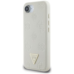 Etui Guess Grained Hot Stamp Peony       Triangle Logo MagSafe do iPhone 16e / 17e beżowy