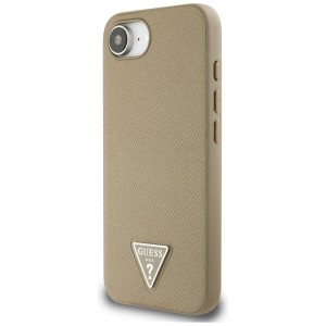 Etui Guess Grained Triangle MagSafe do   iPhone 16e / 17e brązowy
