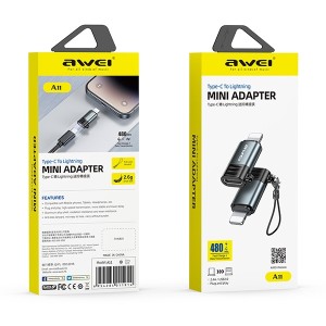 AWEI Adapter A11 USB-C/Lightning szary   /grey