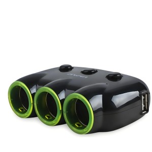 AWEI rozgałęźnik samochodowy C-353 gniazda zapalniczki 12V + 2 USB, rozdzielacz czarny/black