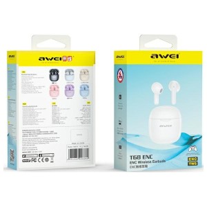 AWEI słuchawki Bluetooth 5.3 T68 ENCTWS + stacja dokująca biały /white