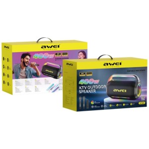 Głośnik bezprzewodowy AWEI KT20 400W     Bluetooth 5.3 przenośny z zestawem karaoke czarny