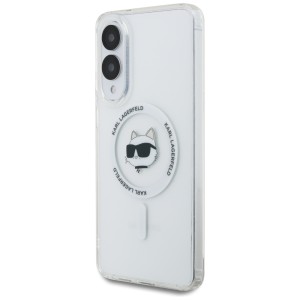 Etui Karl Lagerfeld Button Choupette     Head Printed Logo MagSafe do Samsung Galaxy S25 Edge biały