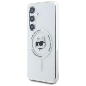 Etui Karl Lagerfeld Button Choupette     Head Printed Logo MagSafe do Samsung Galaxy S25+ biały