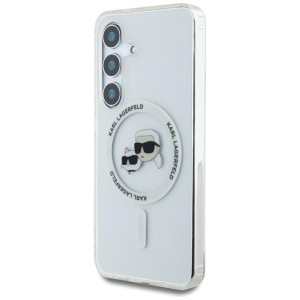 Etui Karl Lagerfeld Button Karl & Choupette Heads Printed Logo MagSafe do Samsung Galaxy S25 biały