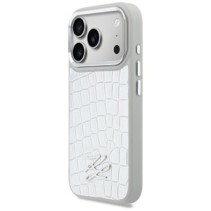 Etui Karl Lagerfeld Croco KL Script Logo MagSafe do iPhone 17 Pro Max srebrny